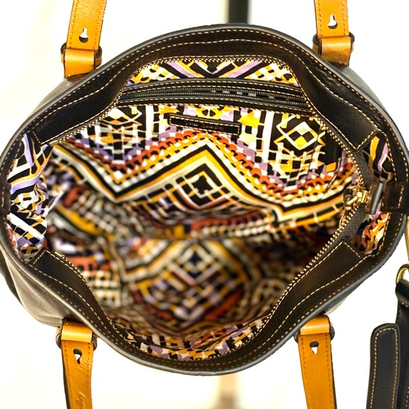 Vera Bradley Black and Brown Leather Tote - Picture 7 of 10